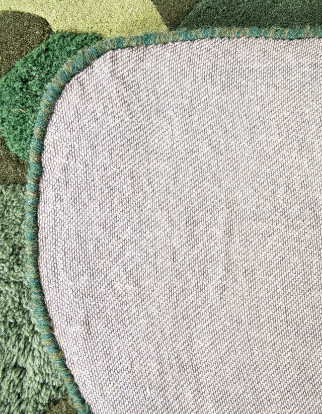 Green 4' 1 x 6' 1 Moss Garden Freeform Area Rug 80% Wool & 20% Cotton Nature Inspired All Natural Carpet for Home Interior Design for Sale at Rug Engine