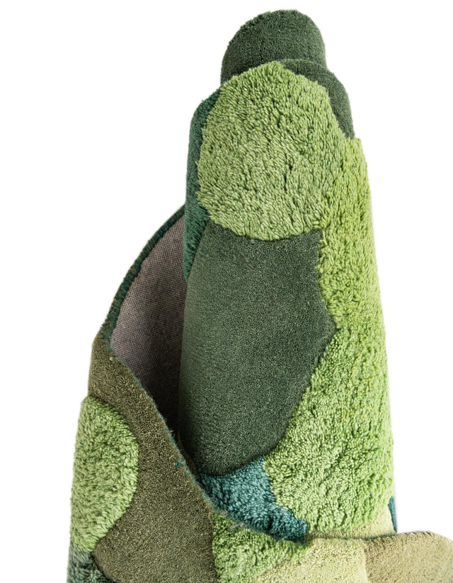 Green 5' 1 x 7' 1 Moss Garden Freeform Area Rug 80% Wool & 20% Cotton Nature Inspired All Natural Carpet for Home Interior Design for Sale at Rug Engine