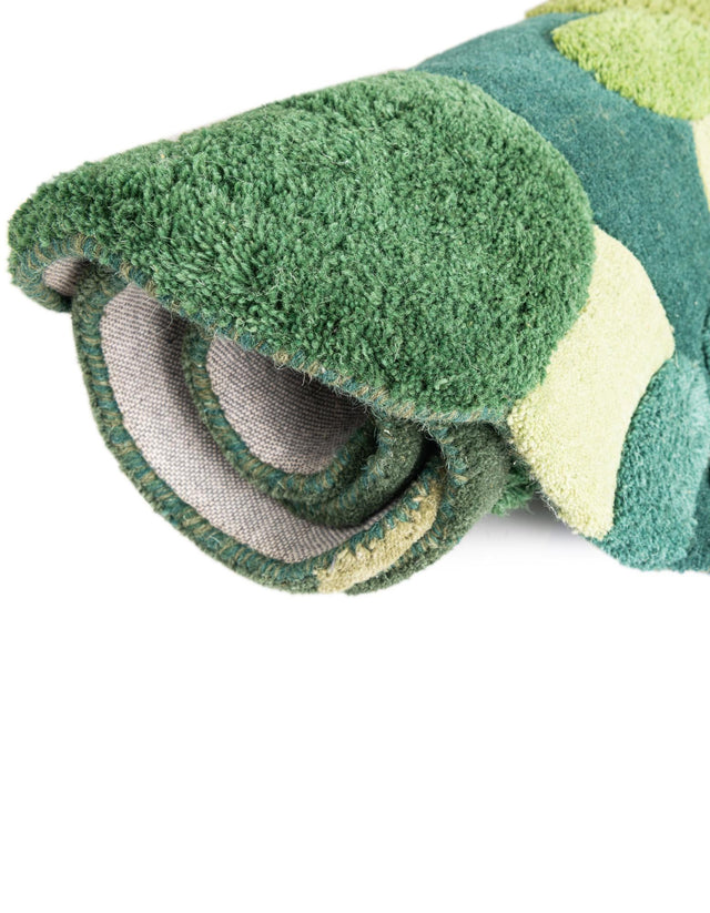 Green 5' 1 x 7' 1 Moss Garden Freeform Area Rug 80% Wool & 20% Cotton Nature Inspired All Natural Carpet for Home Interior Design for Sale at Rug Engine
