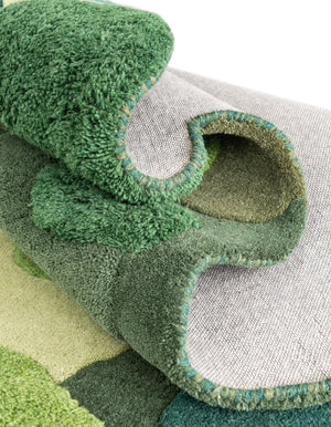 Green 5' 1 x 7' 1 Moss Garden Freeform Area Rug 80% Wool & 20% Cotton Nature Inspired All Natural Carpet for Home Interior Design for Sale at Rug Engine