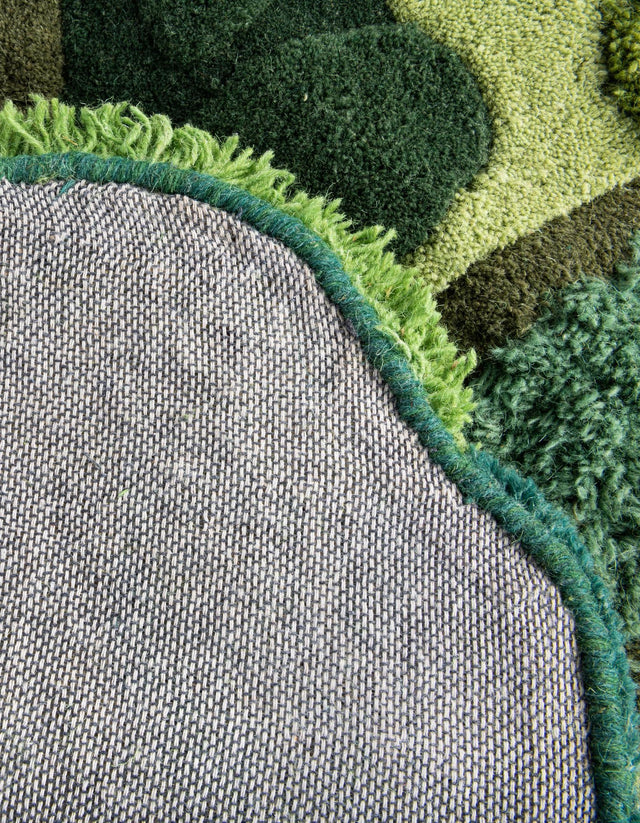 Green 2' x 6' 1 Moss Garden Freeform Area Rug 80% Wool & 20% Cotton Nature Inspired All Natural Carpet for Home Interior Design for Sale at Rug Engine