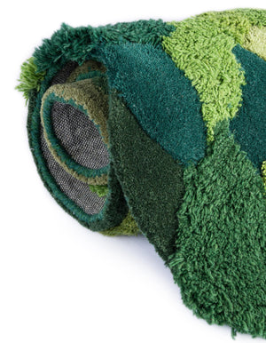 Green 2' x 6' 1 Moss Garden Freeform Area Rug 80% Wool & 20% Cotton Nature Inspired All Natural Carpet for Home Interior Design for Sale at Rug Engine