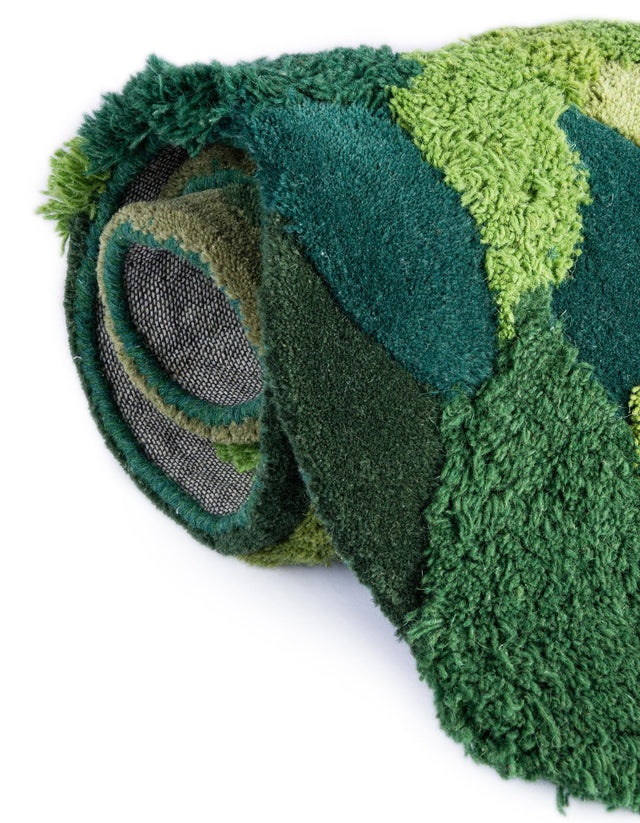 Green 2' x 6' 1 Moss Garden Freeform Area Rug 80% Wool & 20% Cotton Nature Inspired All Natural Carpet for Home Interior Design for Sale at Rug Engine