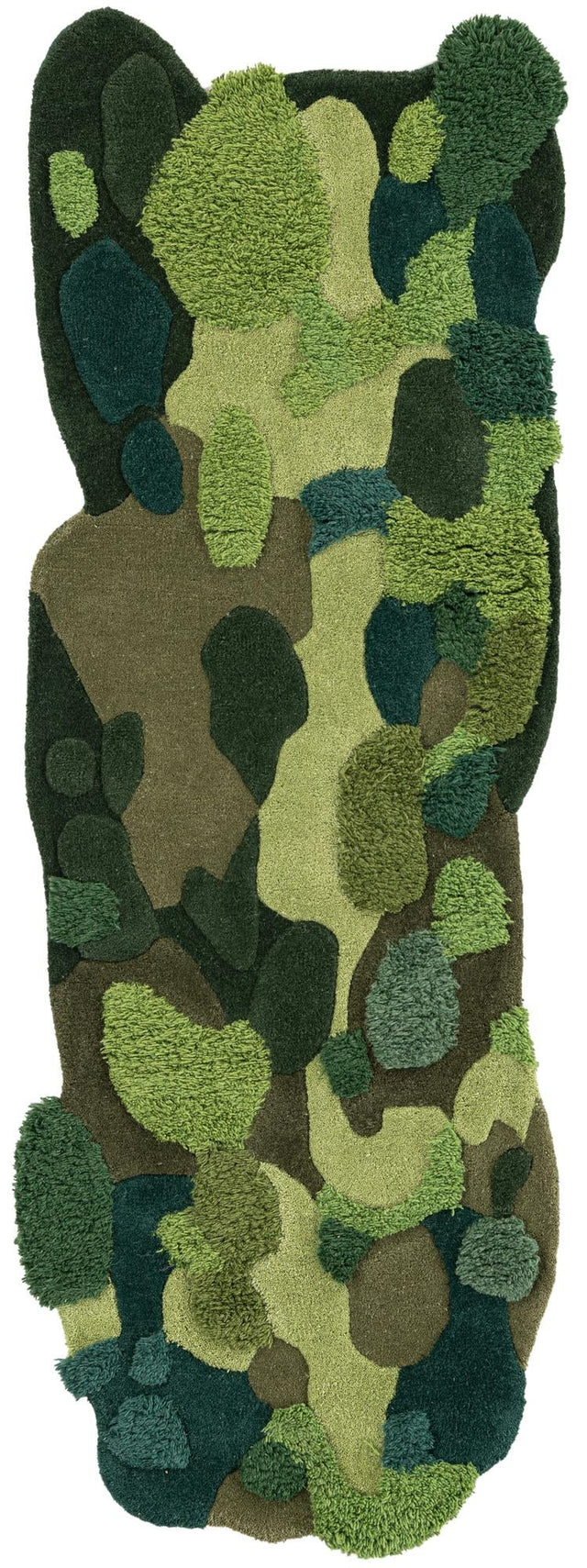 Green 2' x 6' 1 Moss Garden Freeform Area Rug 80% Wool & 20% Cotton Nature Inspired All Natural Carpet for Home Interior Design for Sale at Rug Engine