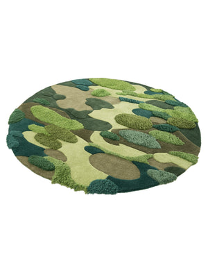 Green 7' 1 x 7' 1 Moss Garden Round Area Rug 80% Wool & 20% Cotton Nature Inspired All Natural Carpet for Home Interior Design for Sale at Rug Engine