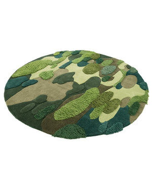Green 7' 1 x 7' 1 Moss Garden Round Area Rug 80% Wool & 20% Cotton Nature Inspired All Natural Carpet for Home Interior Design for Sale at Rug Engine