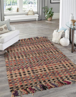 Multicolor 3' 1 x 5' 1 Chunky Jute Rectangle Area Rug 100% All Natural Jute Sustainable Eco-Friendly Carpet Mat for Natural Interior Design Homes for Sale at Rug Engine