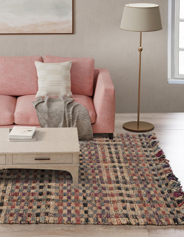 Multicolor 4' 1 x 6' 1 Chunky Jute Rectangle Area Rug 100% All Natural Jute Sustainable Eco-Friendly Carpet Mat for Natural Interior Design Homes for Sale at Rug Engine