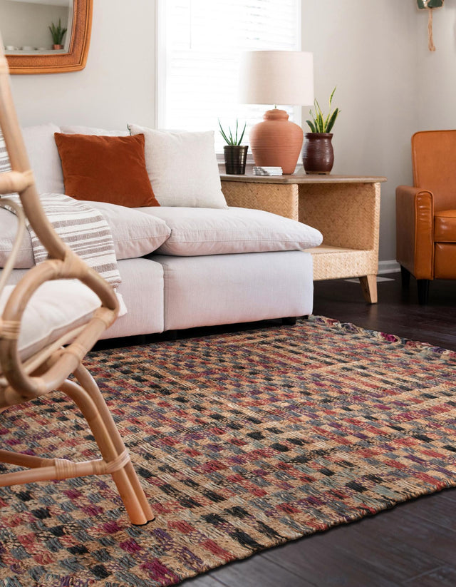 Multicolor 7' 10 x 10' Chunky Jute Rectangle Area Rug 100% All Natural Jute Sustainable Eco-Friendly Carpet Mat for Natural Interior Design Homes for Sale at Rug Engine