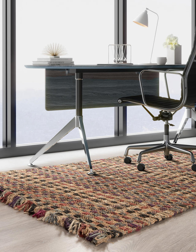 Multicolor 4' 1 x 6' 1 Chunky Jute Rectangle Area Rug 100% All Natural Jute Sustainable Eco-Friendly Carpet Mat for Natural Interior Design Homes for Sale at Rug Engine