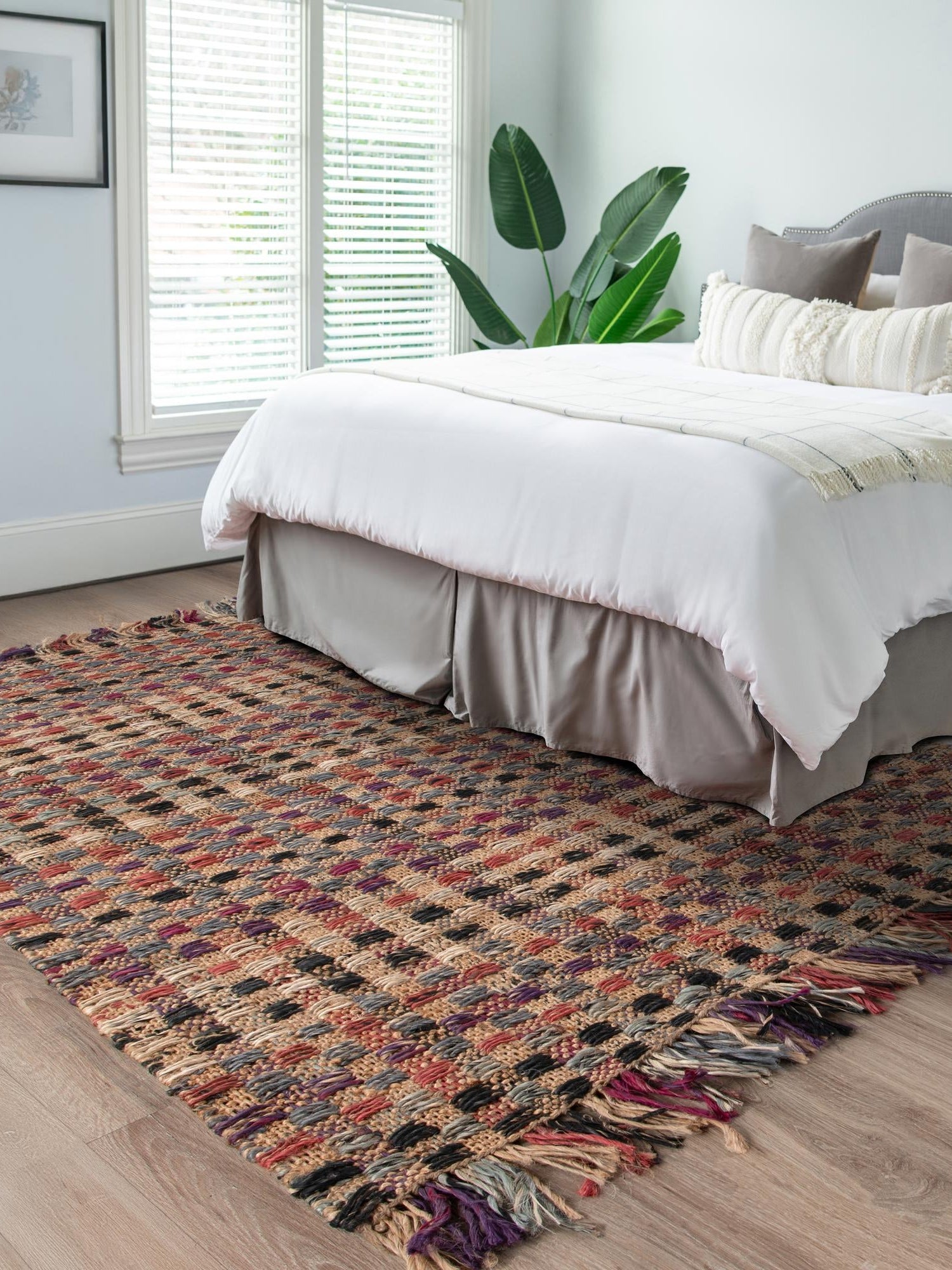 Multicolor 5' 1 x 8' Chunky Jute Rectangle Area Rug 100% All Natural Jute Sustainable Eco-Friendly Carpet Mat for Natural Interior Design Homes for Sale at Rug Engine