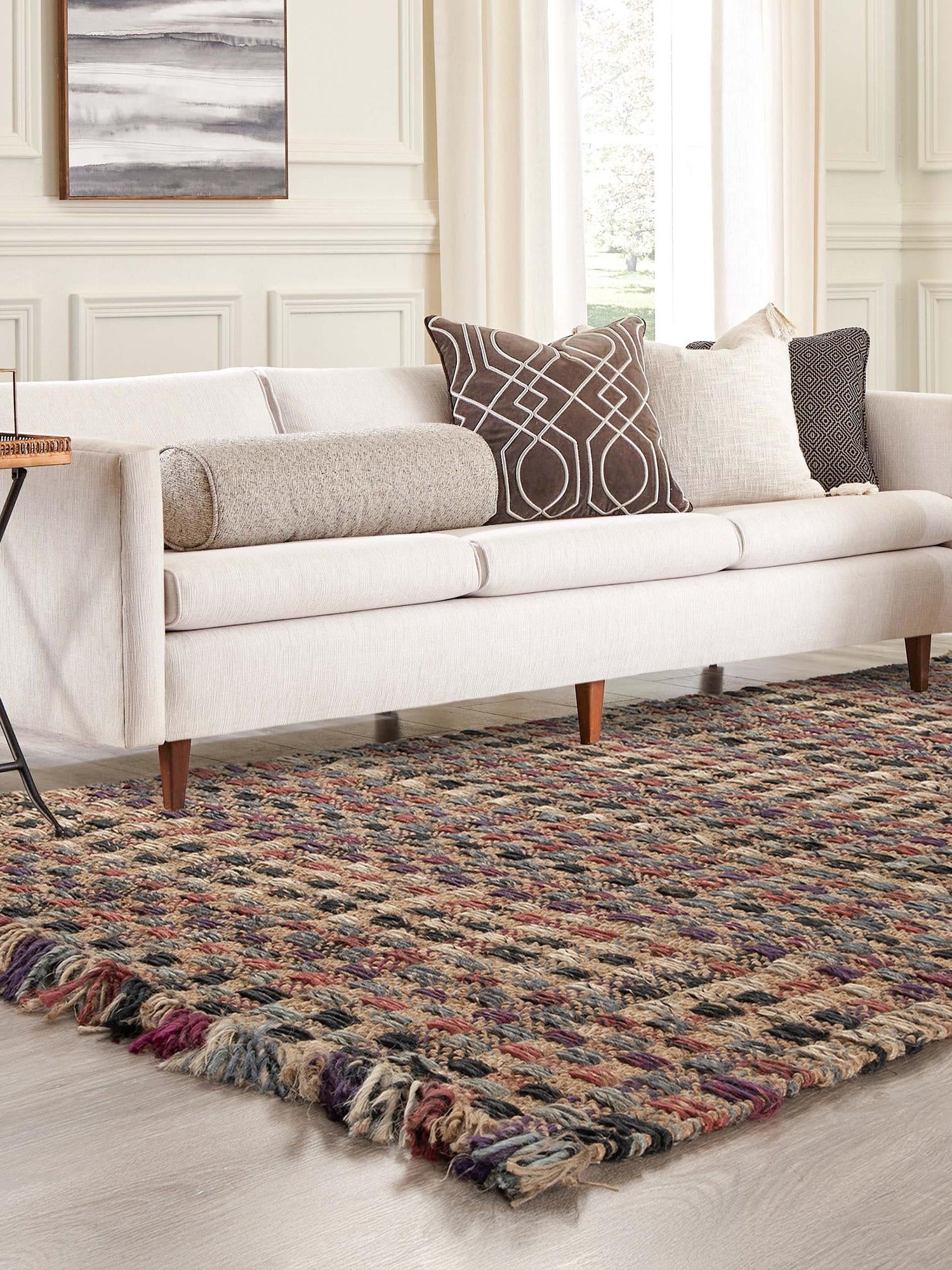 Multicolor 7' 10 x 10' Chunky Jute Rectangle Area Rug 100% All Natural Jute Sustainable Eco-Friendly Carpet Mat for Natural Interior Design Homes for Sale at Rug Engine