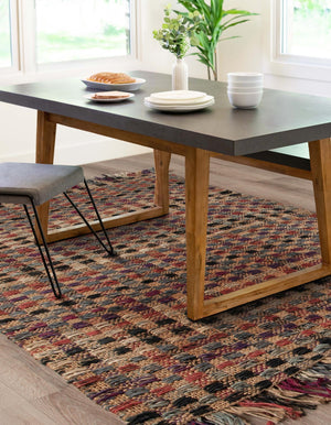Multicolor 4' 1 x 6' 1 Chunky Jute Rectangle Area Rug 100% All Natural Jute Sustainable Eco-Friendly Carpet Mat for Natural Interior Design Homes for Sale at Rug Engine