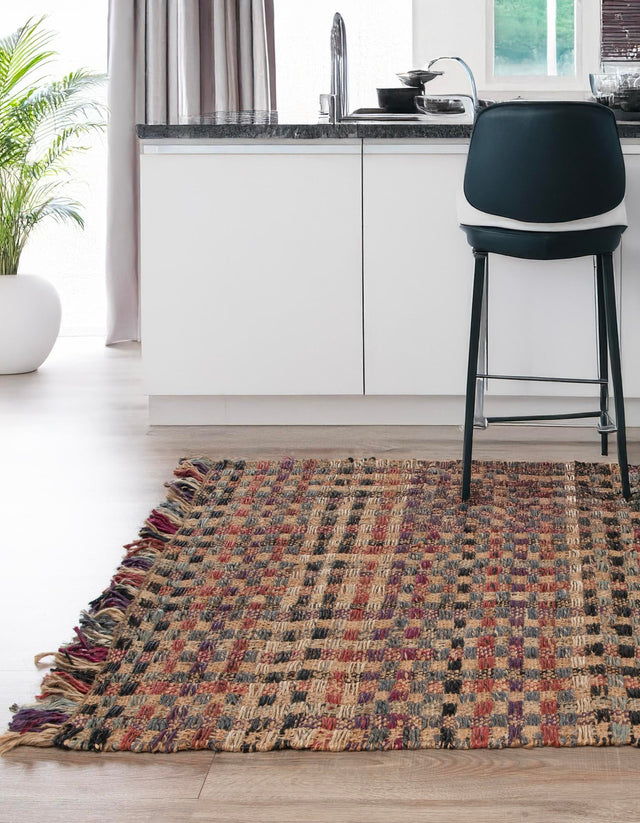 Multicolor 4' 1 x 6' 1 Chunky Jute Rectangle Area Rug 100% All Natural Jute Sustainable Eco-Friendly Carpet Mat for Natural Interior Design Homes for Sale at Rug Engine