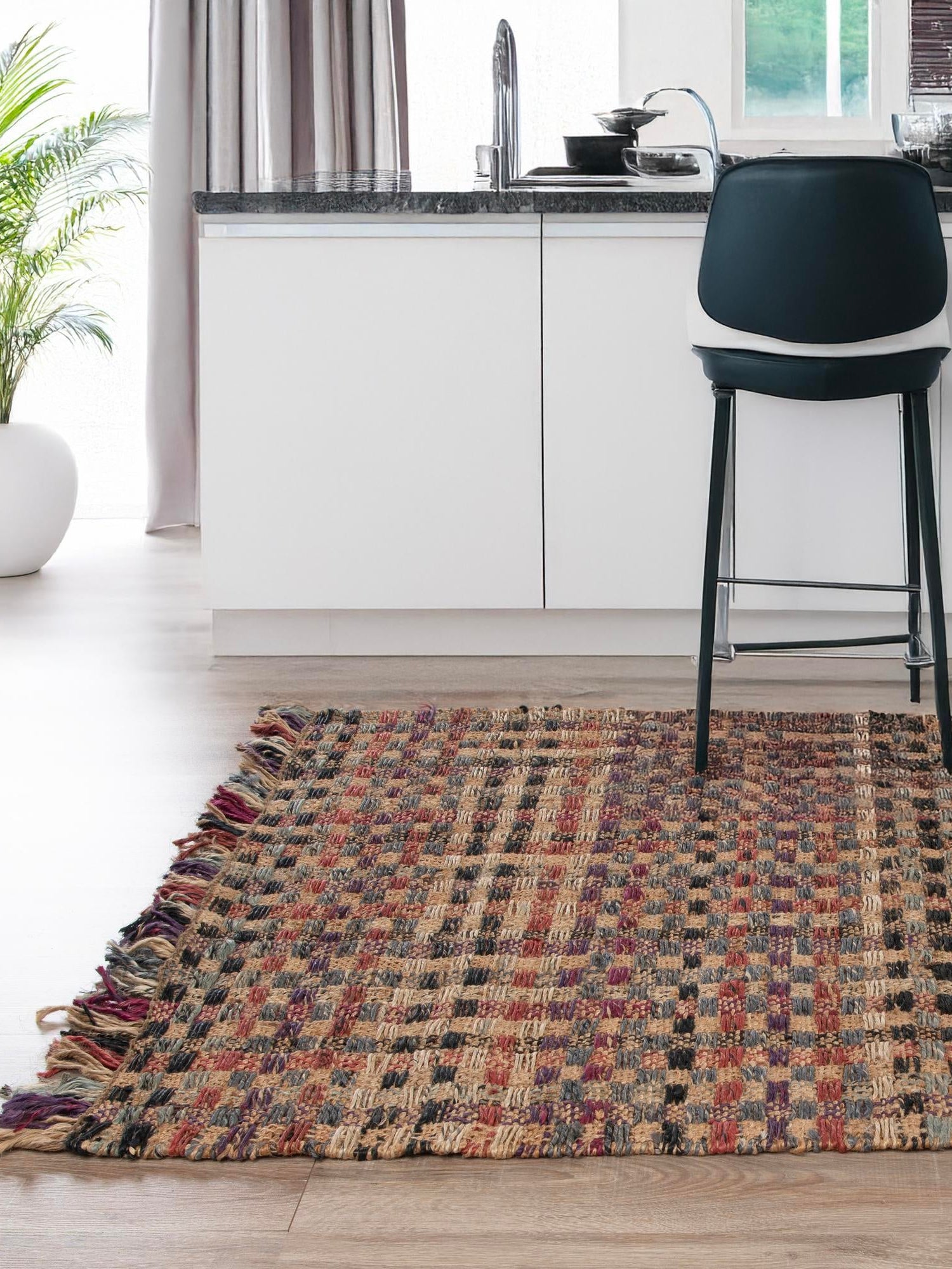 Multicolor 10' x 14' 1 Chunky Jute Rectangle Area Rug 100% All Natural Jute Sustainable Eco-Friendly Carpet Mat for Natural Interior Design Homes for Sale at Rug Engine