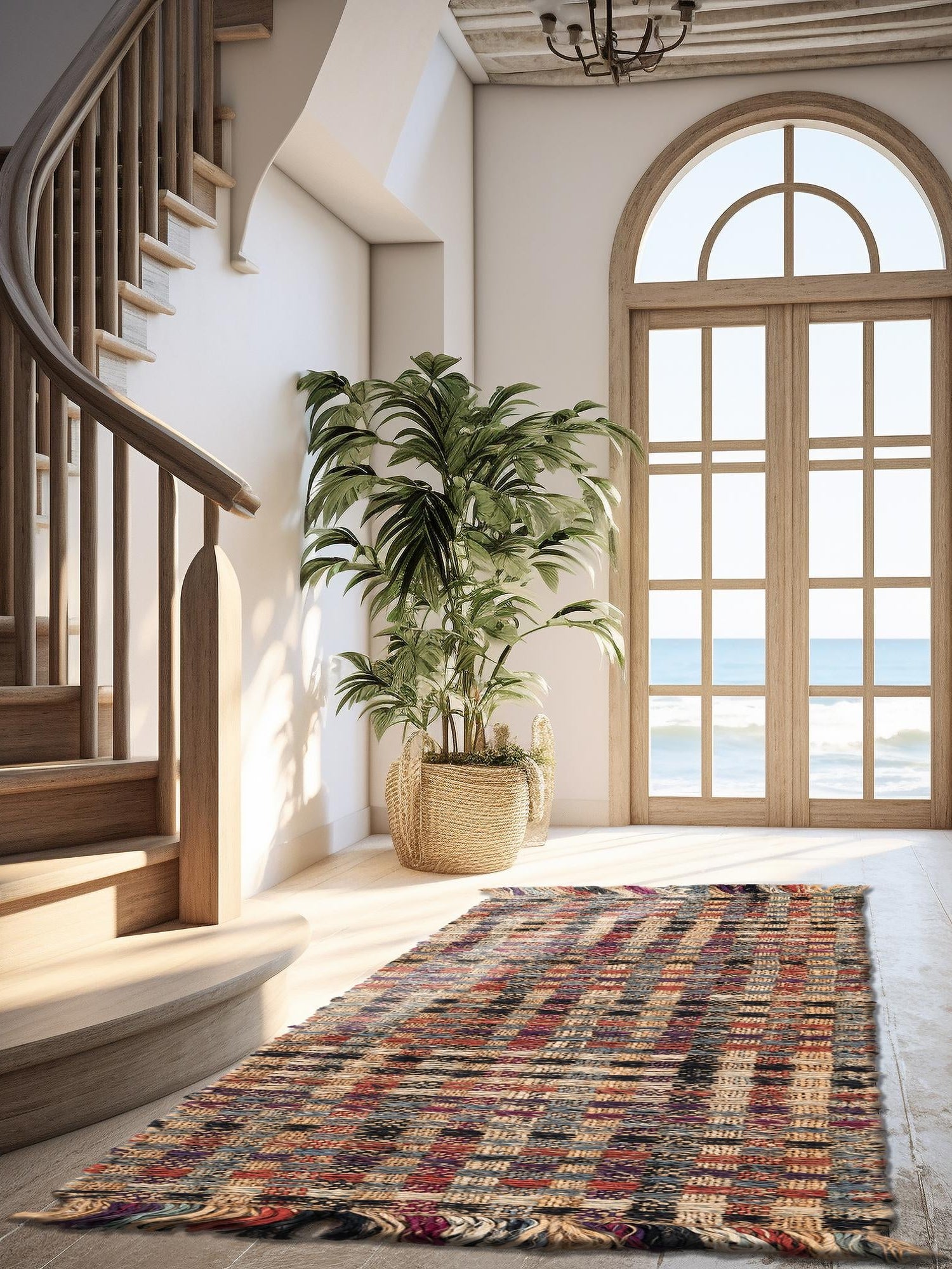Multicolor 2' x 5' 1 Chunky Jute Runner Area Rug 100% All Natural Jute Sustainable Eco-Friendly Carpet Mat for Natural Interior Design Homes for Sale at Rug Engine