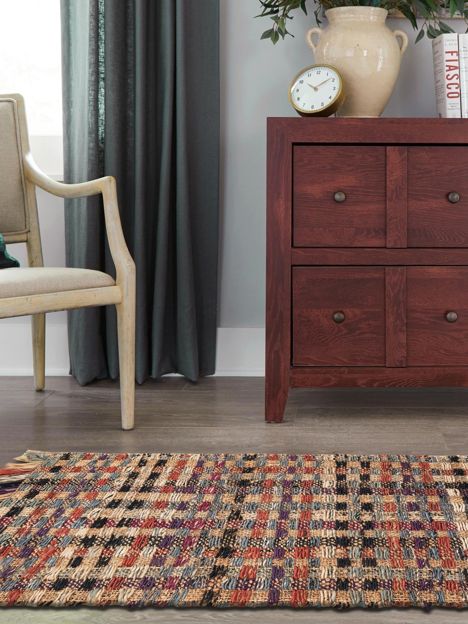 Multicolor 2' x 6' 1 Chunky Jute Runner Area Rug 100% All Natural Jute Sustainable Eco-Friendly Carpet Mat for Natural Interior Design Homes for Sale at Rug Engine