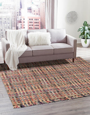 Multicolor 7' 10 x 7' 10 Chunky Jute Square Area Rug 100% All Natural Jute Sustainable Eco-Friendly Carpet Mat for Natural Interior Design Homes for Sale at Rug Engine
