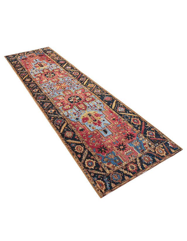 Rust Red and Blue 2' 7 x 10' Outdoor Traditional Runner Area Rug Weather Resistant for Patio, Deck, Terrace, Balcony, Porch Classical Design Outside Carpet for Sale at Rug Engine
