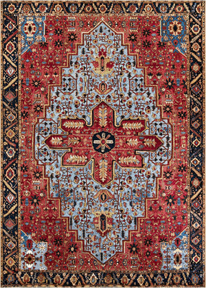 Rust Red and Blue 10' x 14' 1 Outdoor Traditional Rectangle Area Rug Weather Resistant for Patio, Deck, Terrace, Balcony, Porch Classical Design Outside Carpet for Sale at Rug Engine