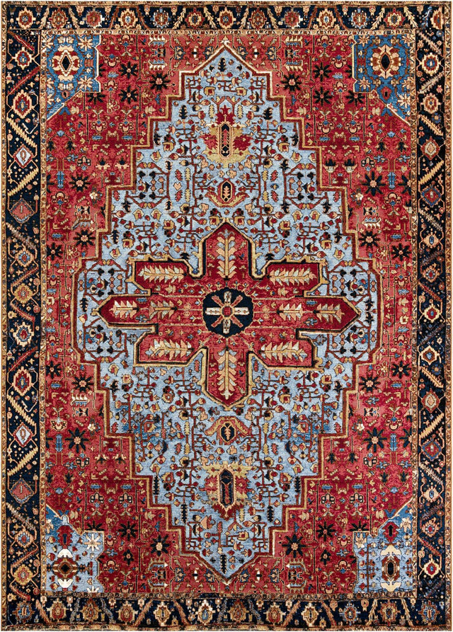 Rust Red and Blue 10' x 14' 1 Outdoor Traditional Rectangle Area Rug Weather Resistant for Patio, Deck, Terrace, Balcony, Porch Classical Design Outside Carpet for Sale at Rug Engine