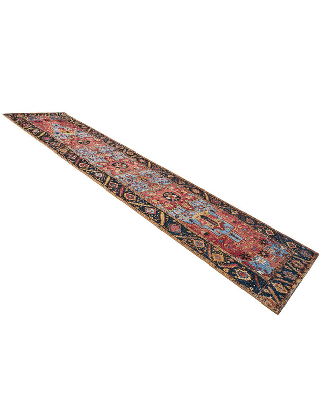Rust Red and Blue 2' 7 x 12' Outdoor Traditional Runner Area Rug Weather Resistant for Patio, Deck, Terrace, Balcony, Porch Classical Design Outside Carpet for Sale at Rug Engine
