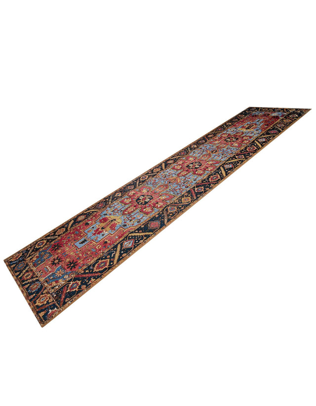 Rust Red and Blue 2' 7 x 12' Outdoor Traditional Runner Area Rug Weather Resistant for Patio, Deck, Terrace, Balcony, Porch Classical Design Outside Carpet for Sale at Rug Engine