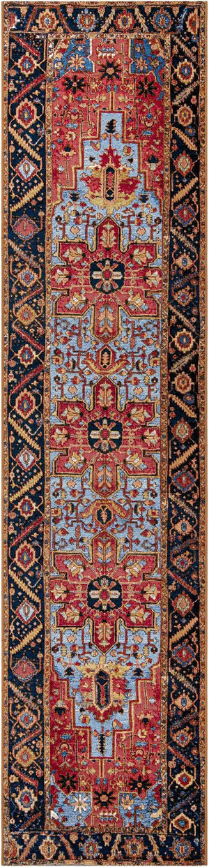 Rust Red and Blue 2' 7 x 12' Outdoor Traditional Runner Area Rug Weather Resistant for Patio, Deck, Terrace, Balcony, Porch Classical Design Outside Carpet for Sale at Rug Engine