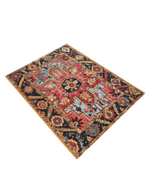 Rust Red and Blue 2' x 3' 1 Outdoor Traditional Rectangle Area Rug Weather Resistant for Patio, Deck, Terrace, Balcony, Porch Classical Design Outside Carpet for Sale at Rug Engine