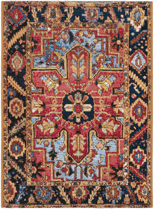 Rust Red and Blue 2' x 3' 1 Outdoor Traditional Rectangle Area Rug Weather Resistant for Patio, Deck, Terrace, Balcony, Porch Classical Design Outside Carpet for Sale at Rug Engine