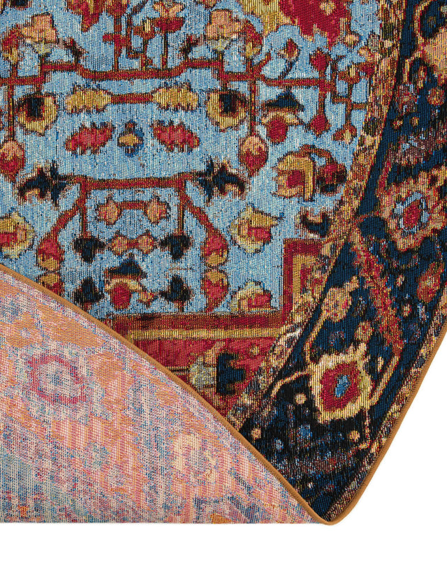 Rust Red and Blue 7' 10 x 7' 10 Outdoor Traditional Round Area Rug Weather Resistant for Patio, Deck, Terrace, Balcony, Porch Classical Design Outside Carpet for Sale at Rug Engine
