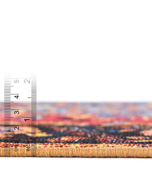 Rust Red and Blue 7' 10 x 7' 10 Outdoor Traditional Square Area Rug Weather Resistant for Patio, Deck, Terrace, Balcony, Porch