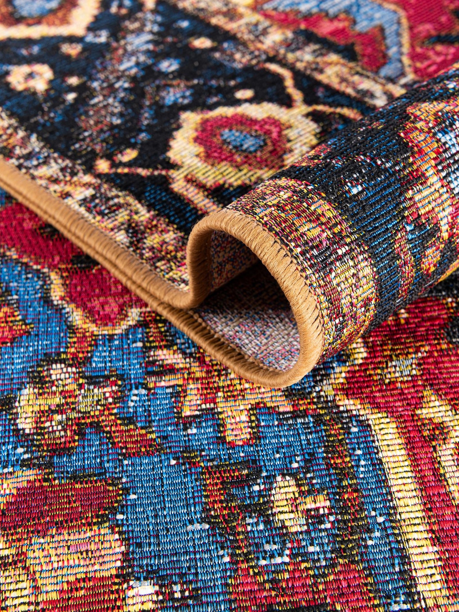 Rust Red and Blue 10' x 10' Outdoor Traditional Square Area Rug Weather Resistant for Patio, Deck, Terrace, Balcony, Porch Classical Design Outside Carpet for Sale at Rug Engine