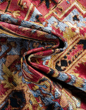 Rust Red and Blue 7' 10 x 7' 10 Outdoor Traditional Square Area Rug Weather Resistant for Patio, Deck, Terrace, Balcony, Porch