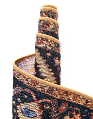 Rust Red and Blue 7' 10 x 7' 10 Outdoor Traditional Square Area Rug Weather Resistant for Patio, Deck, Terrace, Balcony, Porch