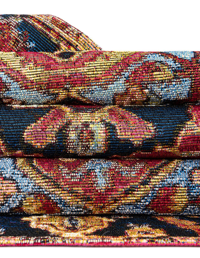 Rust Red and Blue 7' 10 x 7' 10 Outdoor Traditional Square Area Rug Weather Resistant for Patio, Deck, Terrace, Balcony, Porch