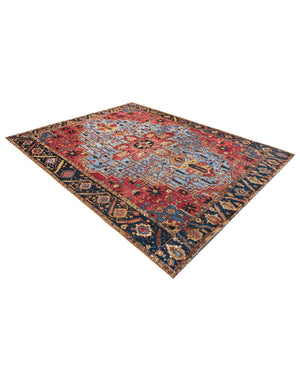 Rust Red and Blue 7' 10 x 10' Outdoor Traditional Rectangle Area Rug Weather Resistant for Patio, Deck, Terrace, Balcony, Porch Classical Design Outside Carpet for Sale at Rug Engine