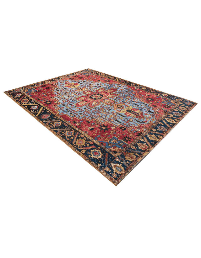 Rust Red and Blue 7' 10 x 10' Outdoor Traditional Rectangle Area Rug Weather Resistant for Patio, Deck, Terrace, Balcony, Porch Classical Design Outside Carpet for Sale at Rug Engine