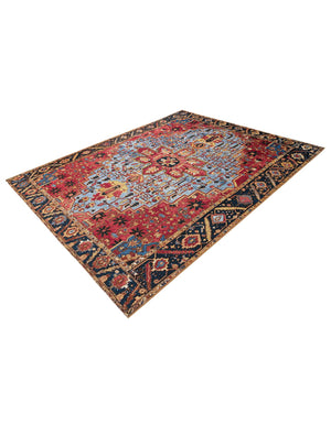 Rust Red and Blue 7' 10 x 10' Outdoor Traditional Rectangle Area Rug Weather Resistant for Patio, Deck, Terrace, Balcony, Porch Classical Design Outside Carpet for Sale at Rug Engine