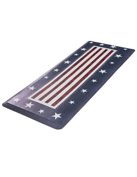 Seasonal Festive Anti-Fatigue Red and Blue 2' x 5' Comfort Standing Mat  for Kitchen, Bath, Laundry Room, Office Colorful PVC Durable Non-Slip Water Resistant Spill Proof Rug Thick Rubber for Sale at Rug Engine