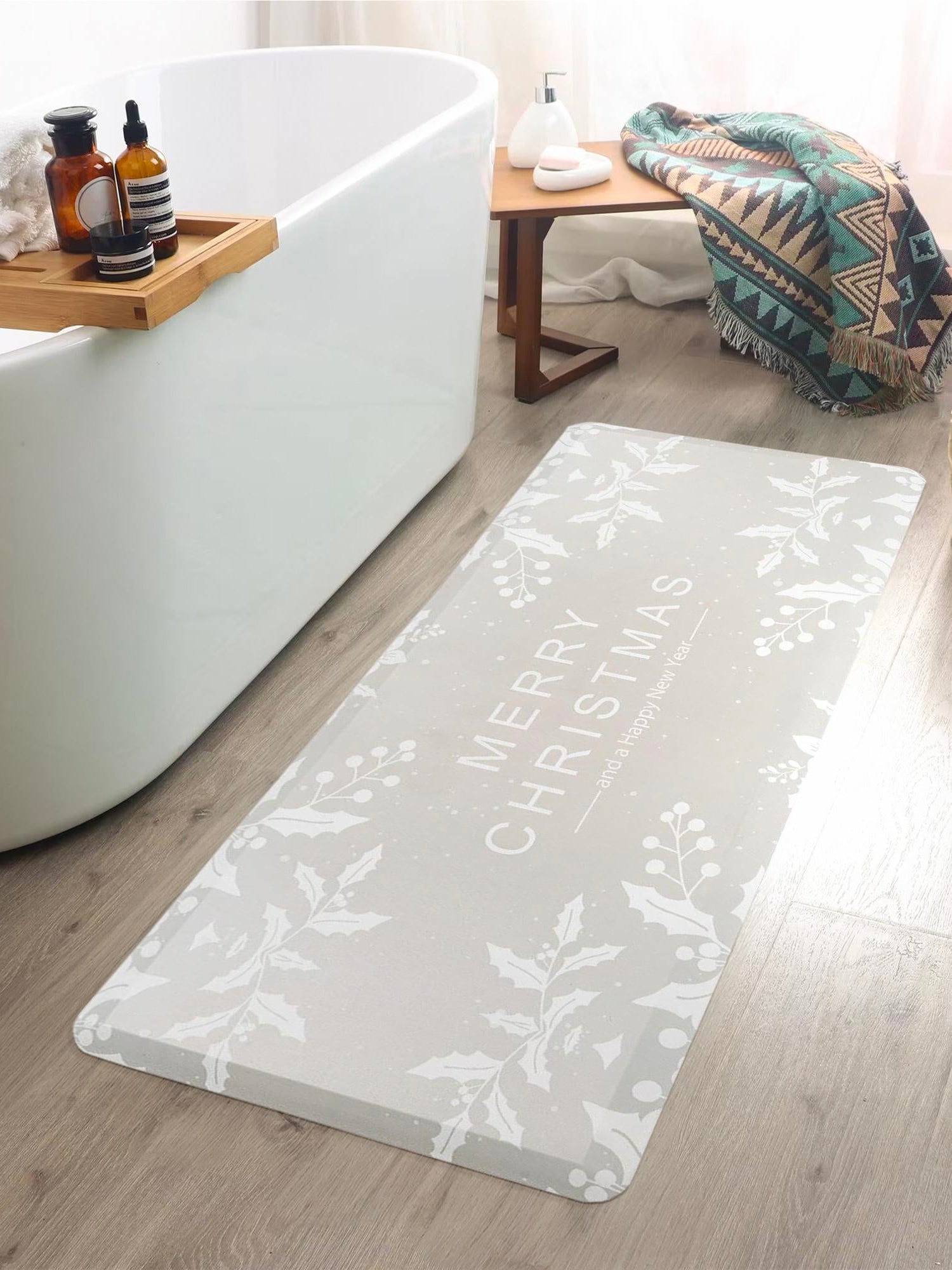 Seasonal Festive Anti-Fatigue Gray 2' x 3' Comfort Standing Mat  for Kitchen, Bath, Laundry Room, Office Colorful PVC Durable Non-Slip Water Resistant Spill Proof Rug Thick Rubber for Sale at Rug Engine