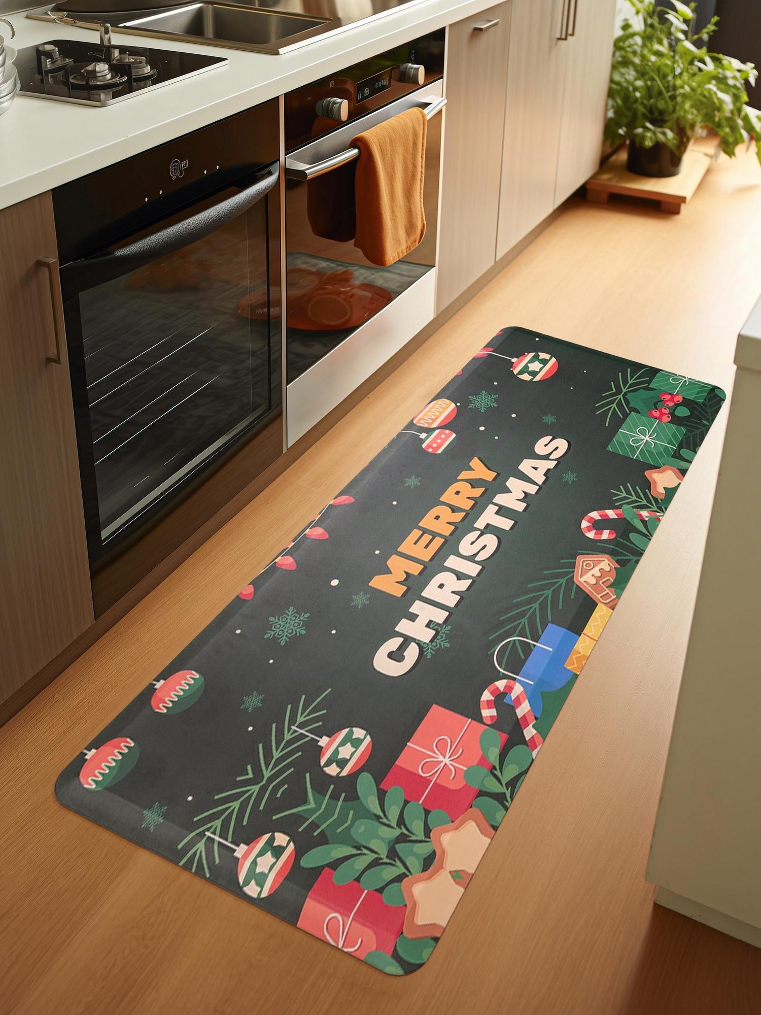 Seasonal Festive Anti-Fatigue Green 2' x 3' Comfort Standing Mat  for Kitchen, Bath, Laundry Room, Office Colorful PVC Durable Non-Slip Water Resistant Spill Proof Rug Thick Rubber for Sale at Rug Engine