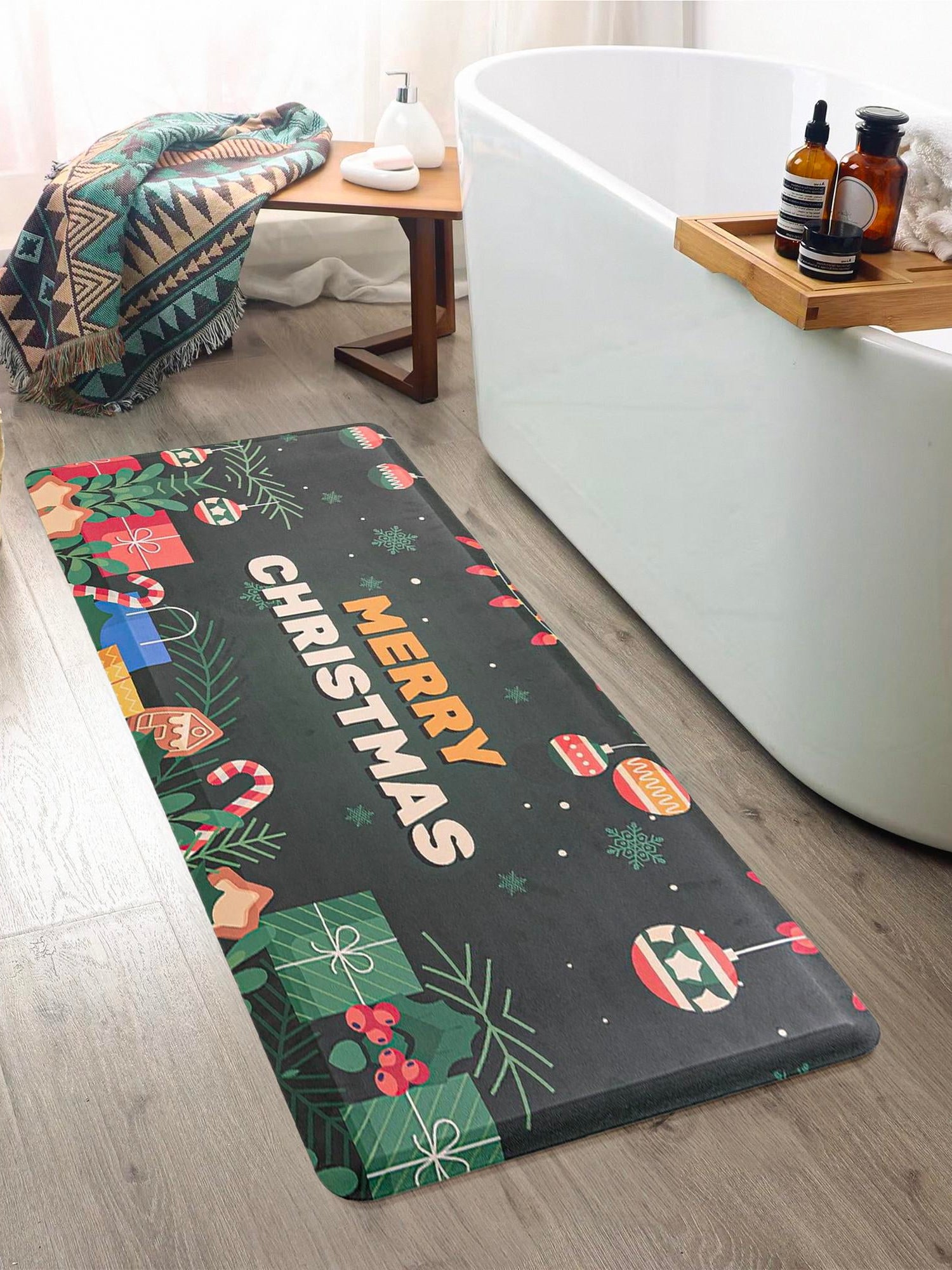Seasonal Festive Anti-Fatigue Green 2' x 3' Comfort Standing Mat  for Kitchen, Bath, Laundry Room, Office Colorful PVC Durable Non-Slip Water Resistant Spill Proof Rug Thick Rubber for Sale at Rug Engine