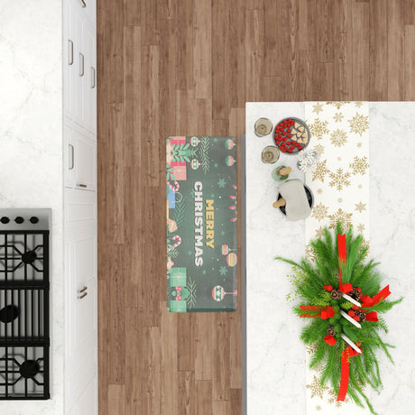 Seasonal Festive Anti-Fatigue Green 2' x 5' Comfort Standing Mat  for Kitchen, Bath, Laundry Room, Office Colorful PVC Durable Non-Slip Water Resistant Spill Proof Rug Thick Rubber for Sale at Rug Engine