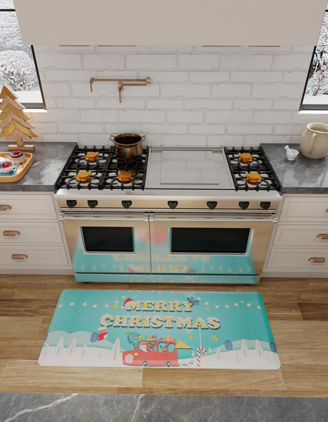 Seasonal Festive Anti-Fatigue Blue 2' x 5' Comfort Standing Mat  for Kitchen, Bath, Laundry Room, Office Colorful PVC Durable Non-Slip Water Resistant Spill Proof Rug Thick Rubber for Sale at Rug Engine