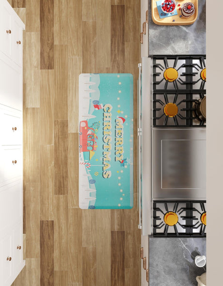 Seasonal Festive Anti-Fatigue Blue 2' x 5' Comfort Standing Mat  for Kitchen, Bath, Laundry Room, Office Colorful PVC Durable Non-Slip Water Resistant Spill Proof Rug Thick Rubber for Sale at Rug Engine