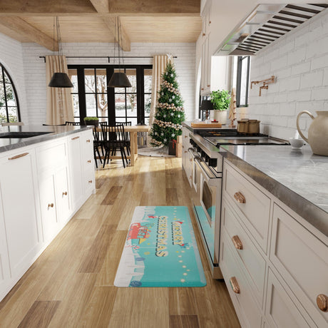 Seasonal Festive Anti-Fatigue Blue 2' x 5' Comfort Standing Mat  for Kitchen, Bath, Laundry Room, Office Colorful PVC Durable Non-Slip Water Resistant Spill Proof Rug Thick Rubber for Sale at Rug Engine