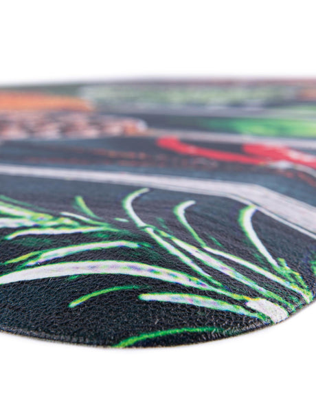 Anti-Fatigue Multicolor 2' x 3' Comfort Standing Mat Hearth Half-Round Semicircle Area Rug for Kitchen, Bath, Laundry Room, Office Colorful PVC Durable Non-Slip Water Resistant Spill Proof Rug Thick Rubber for Sale at Rug Engine