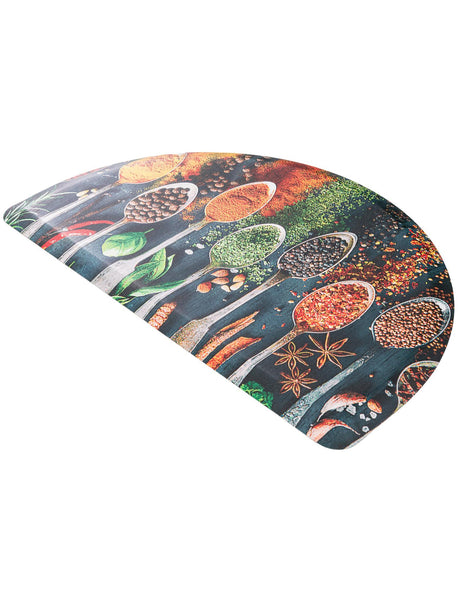 Anti-Fatigue Multicolor 2' x 3' Comfort Standing Mat Hearth Half-Round Semicircle Area Rug for Kitchen, Bath, Laundry Room, Office Colorful PVC Durable Non-Slip Water Resistant Spill Proof Rug Thick Rubber for Sale at Rug Engine
