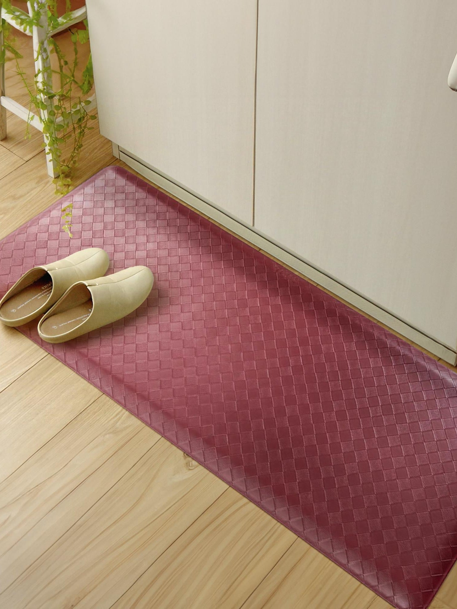 Anti-Fatigue Burgundy Red 2' x 5' Comfort Standing Mat  for Kitchen, Bath, Laundry Room, Office Colorful PVC Durable Non-Slip Water Resistant Spill Proof Rug Thick Rubber for Sale at Rug Engine